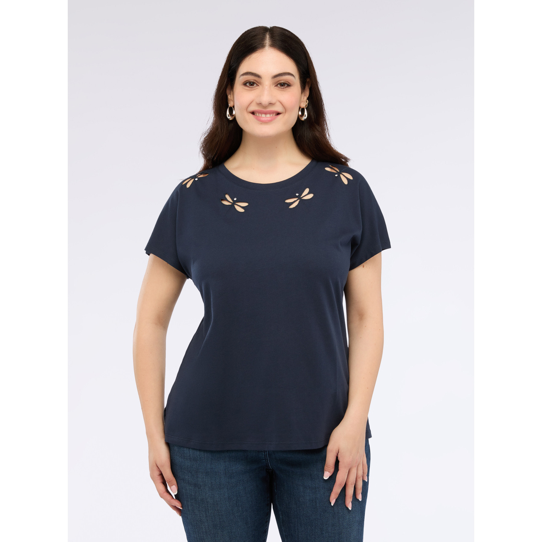 Fiorella Rubino - T-shirt con dettaglio a libellula - Blu