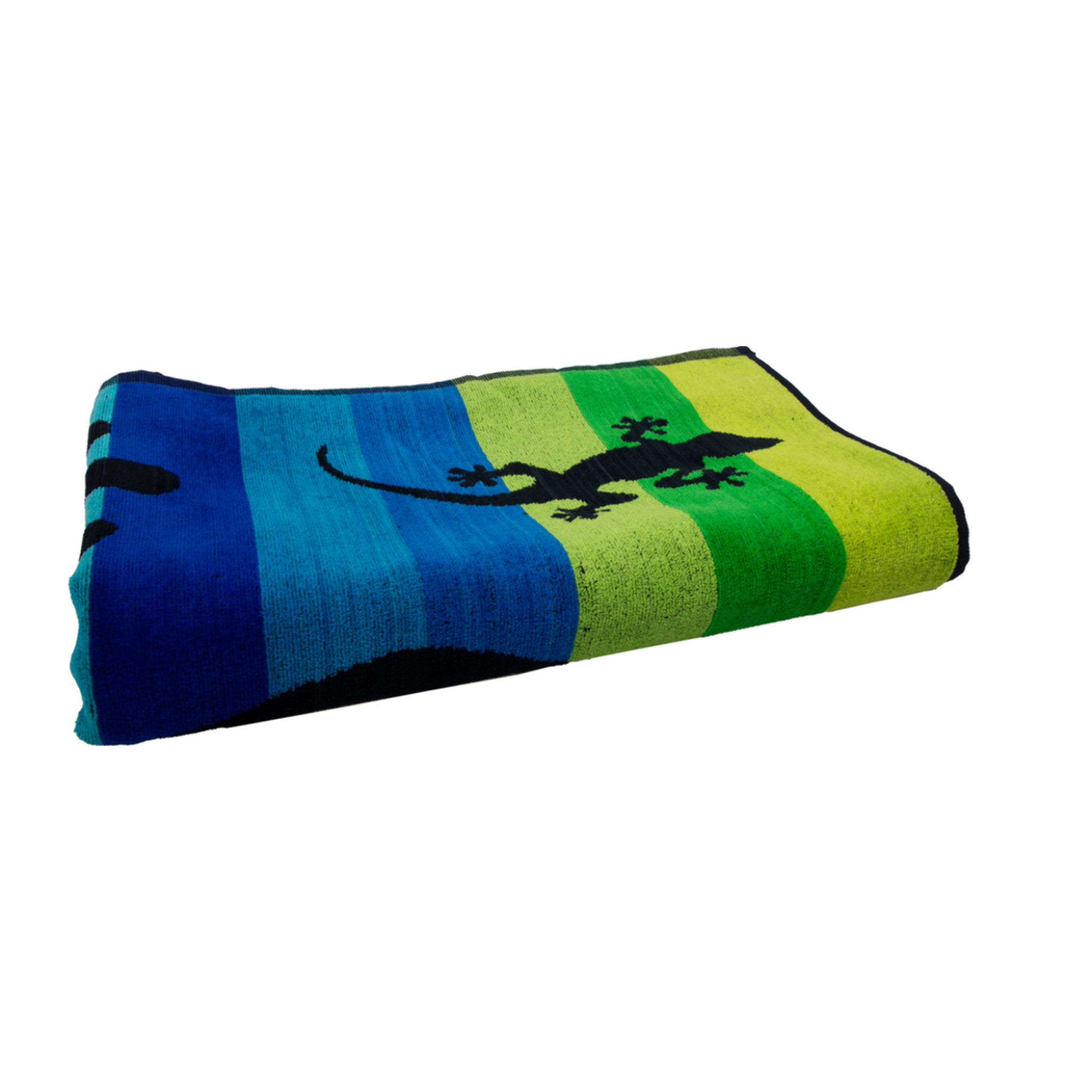 Telo Mare Spugna Jacquard Spiaggia Disegno Geko Stripe