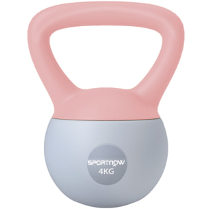 Pesa Rusa 4 kg, Soft Kettlebell Relleno de Arena Metálica y Mango Antideslizante, para Entrenamiento Culturismo, en Casa, Gimnasio, Rosa Palo y Gris