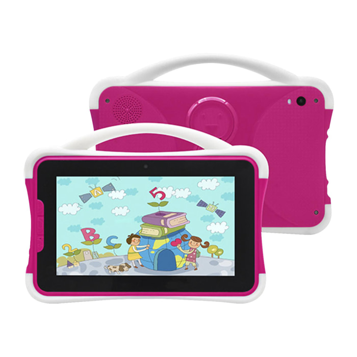 DAM Tablet Infantil K701 3G WiFi. SO Android 5.1. Pantalla 7'' 1024x600px. MTK8321 Quad Core 1.3 GHz, 1GB RAM + 16GB. Doble cámara. 21x2x15,5 Cm. Color: Rosa