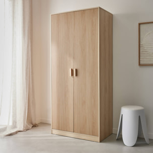 Dressing. armoire. 2 portes avec penderie et rangements LINEAR. panneaux stratifiés et pied en bois de sapin L 80 x P 48 x H 180cm