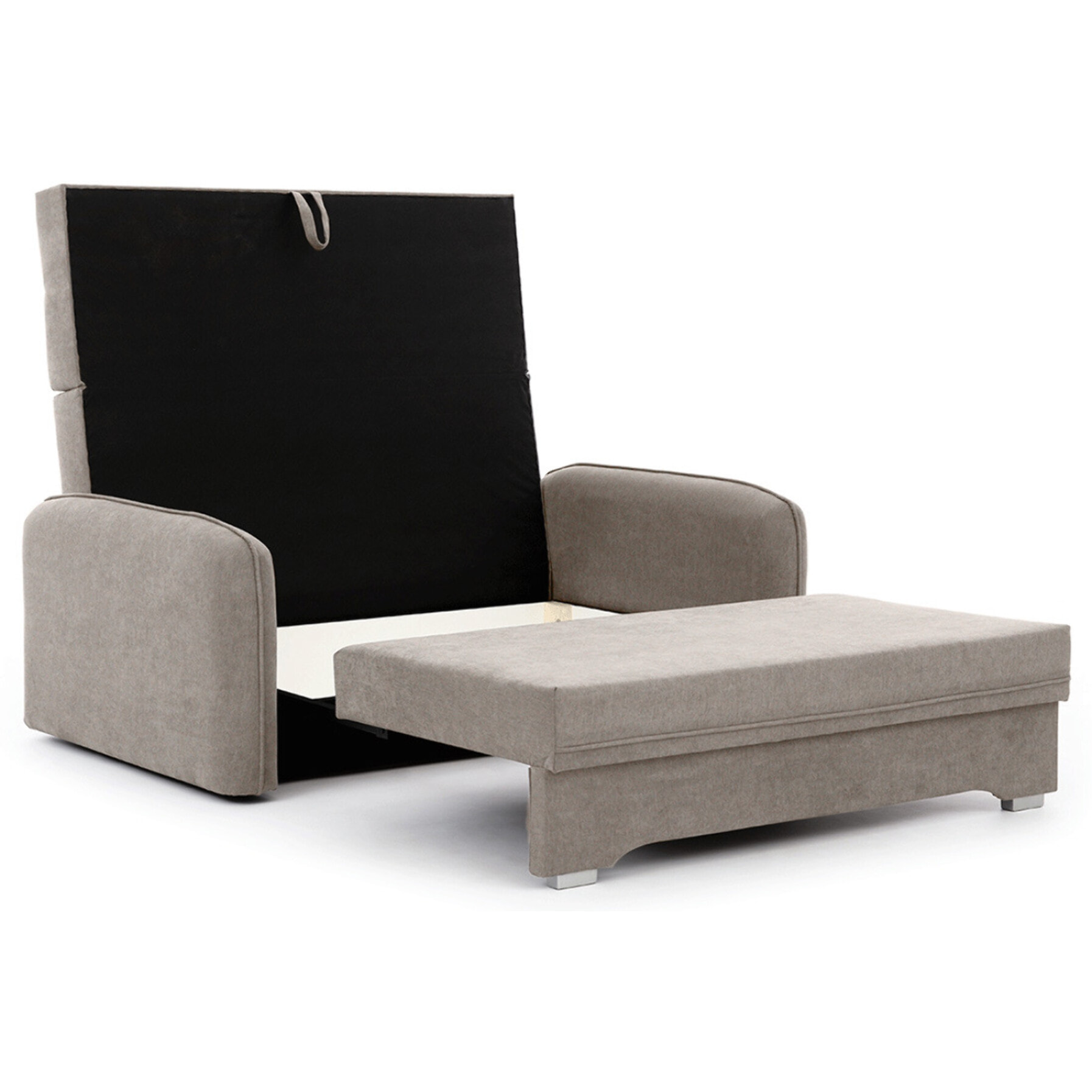 Michelle - canapé droit 3 places convertible avec coffre en velours - Beige