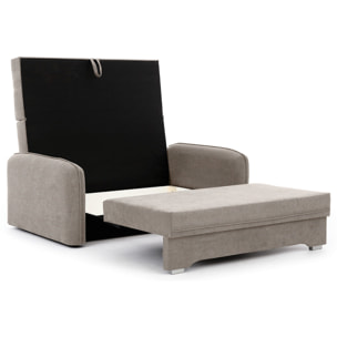 Michelle - canapé droit 3 places convertible avec coffre en velours - Beige