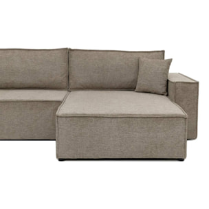 Cezanne - Canapé d'angle réversible 5 places convertible avec coffre en tissu texturé - Marron