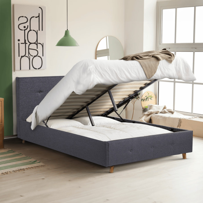 Lit coffre double scandinave lulea - Gris anthracite