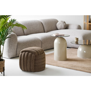 Pouf Napier in tessuto marrone con design annodato 48×48×43 cm
