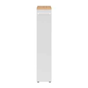 Etagère range épices à roulettes blanc et bois