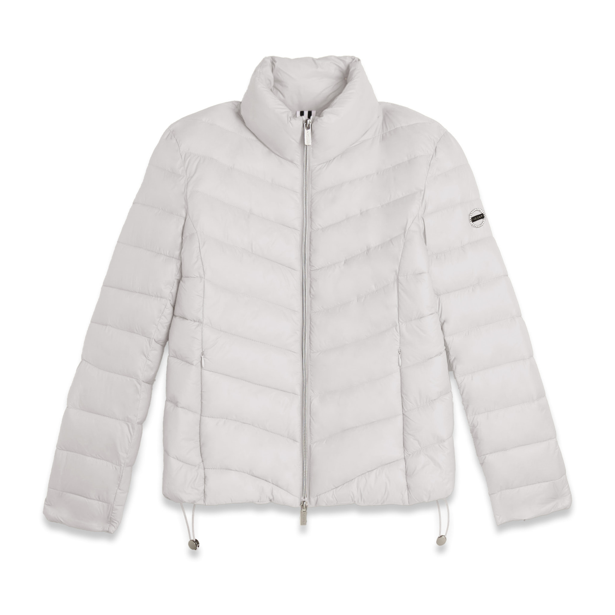 Piumino donna trapuntato con collo alto e finitura lucida