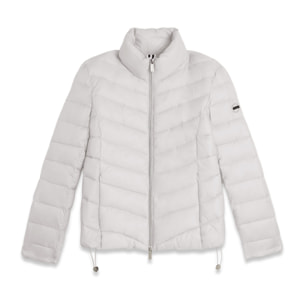 Piumino donna trapuntato con collo alto e finitura lucida