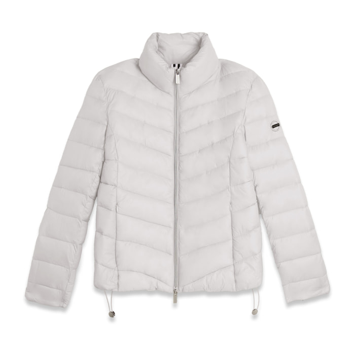 Piumino donna trapuntato con collo alto e finitura lucida