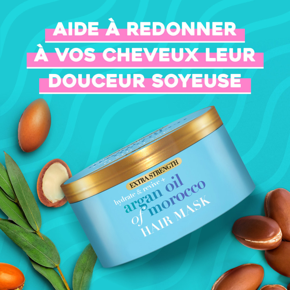 OGX Masque Capillaire Extra Fort Hydratant & Revitalisant Huile d'Argan du Maroc, 300 ml – Masque cheveux hydratant et réparateu