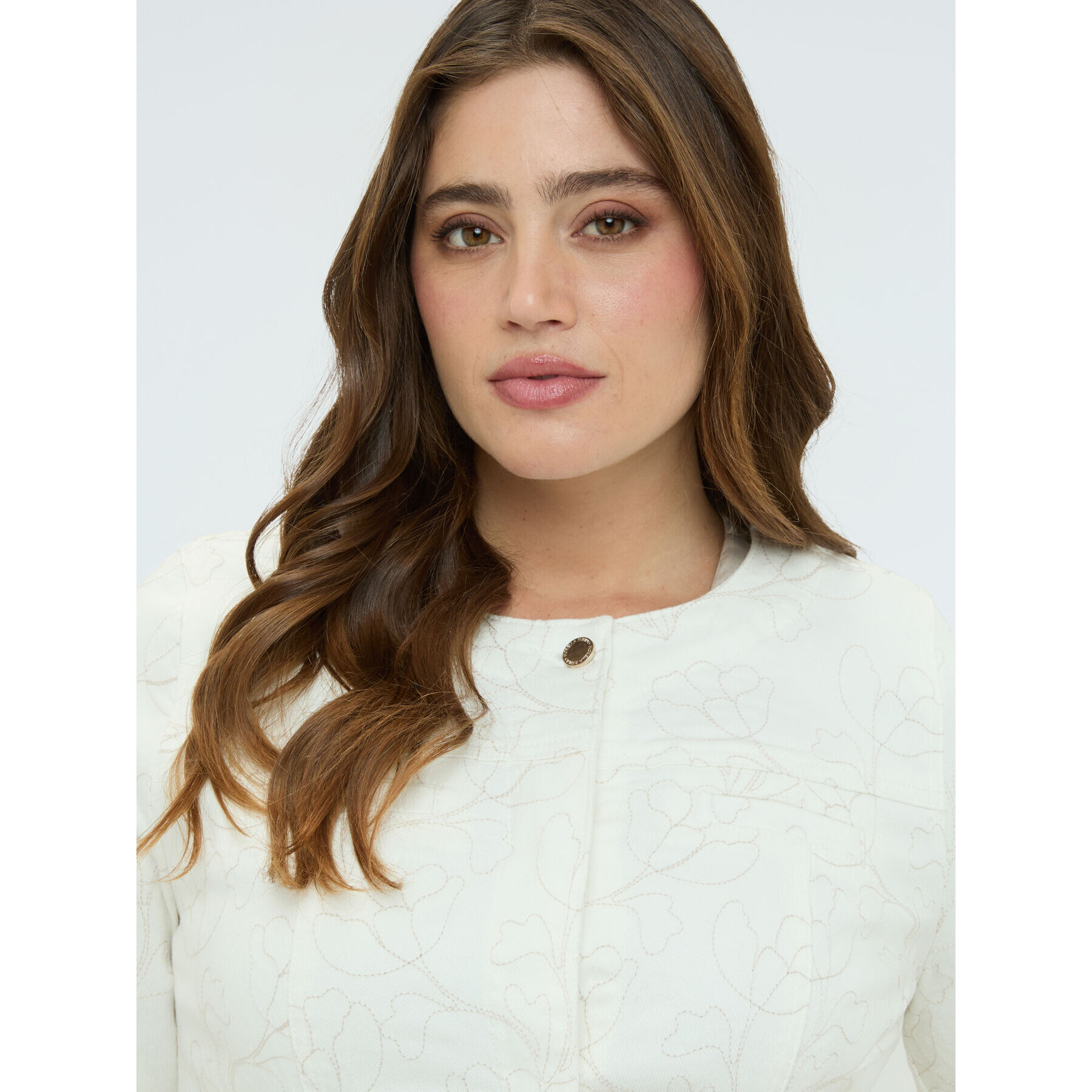 Fiorella Rubino - Giacca in denim bianco con ricamo floreale - Bianco