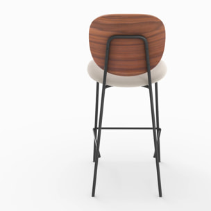 Lot de 2 chaises pour îlot central 65,5 cm en tissu beige - Simone