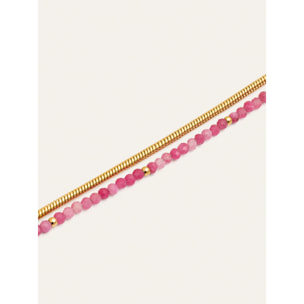 Pulsera Cleopatra Pink Acero Baño Oro