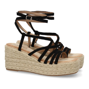 Sandalias de cuña de yute para mujer, diseño comodo y moderno con tiras cruzadas