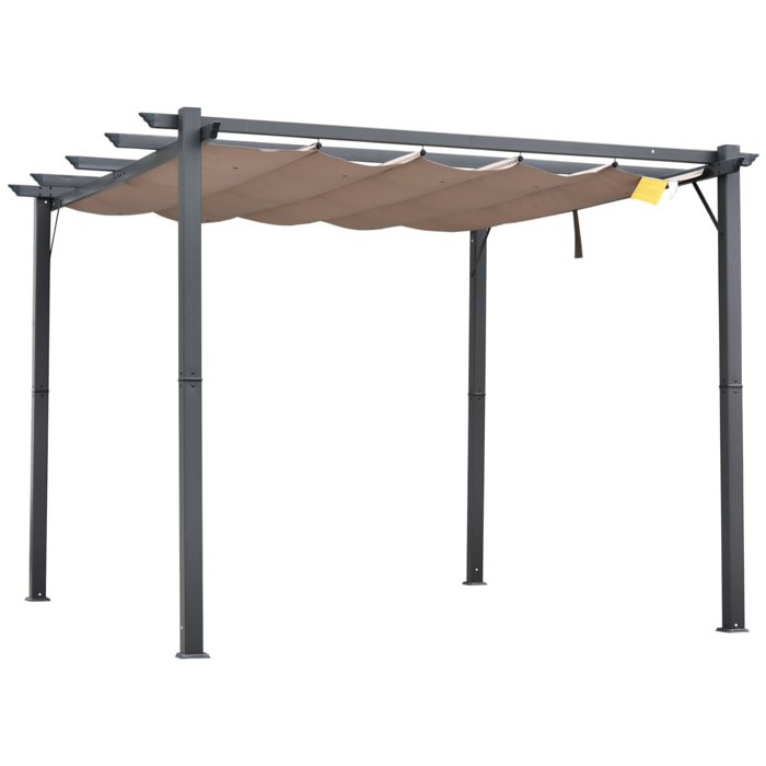 Pérgola de Aluminio Gazebo Cenador 3x3m Jardín Patio Terraza con Techo Retráctil