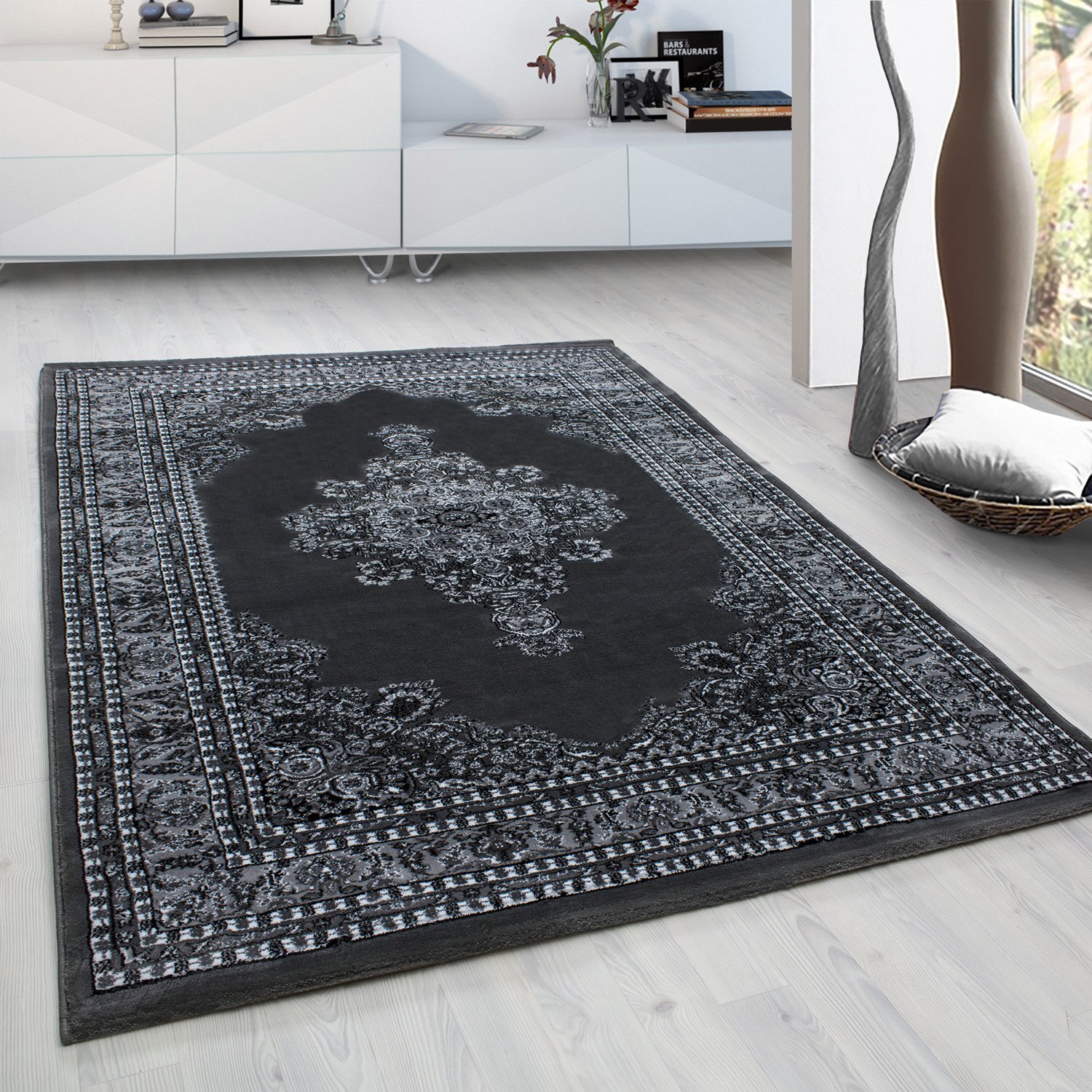 MARRAKESH - Tapis classique à motif berbère gris - MAR0297GRI
