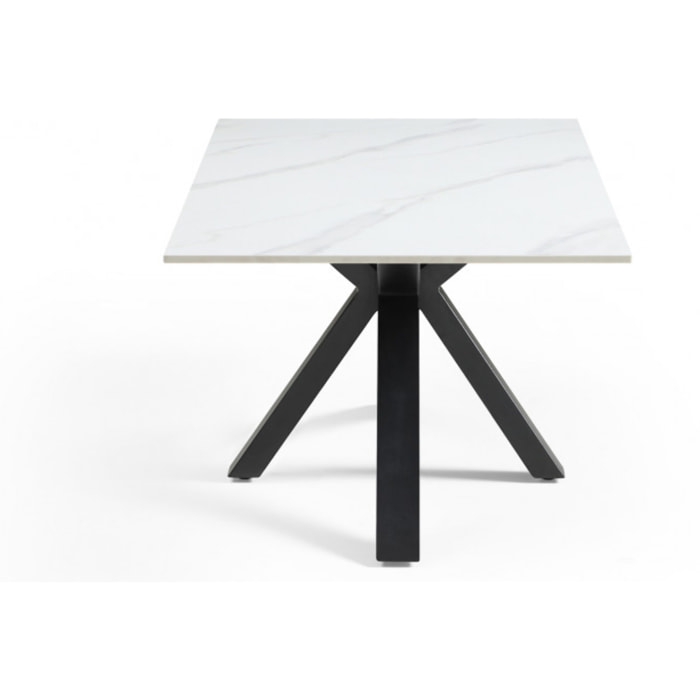 Table basse en céramique 120x60cm marbre blanc pieds métal - UNIK