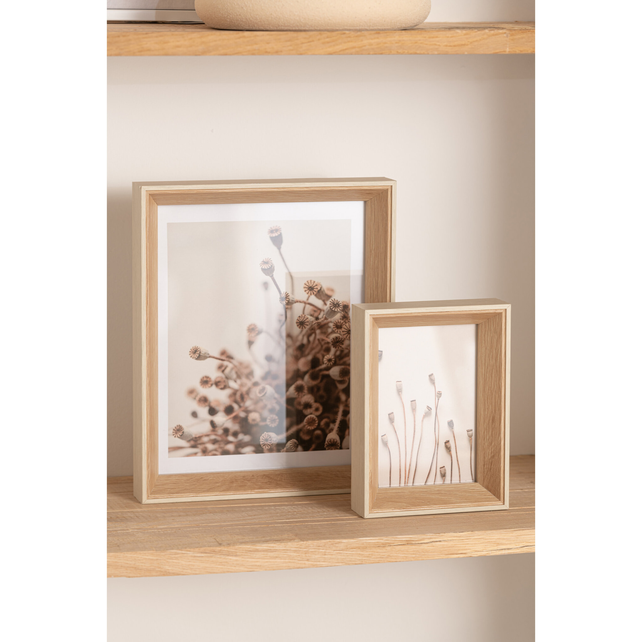 J-Line cadre photo Profondeur - bois - crème - medium - 2 pièces