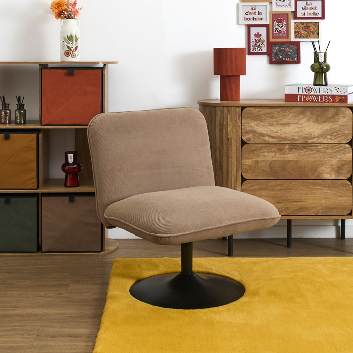 Fauteuil - HOME DECO FACTORY - Jules - Chic - Pivotant - Marron