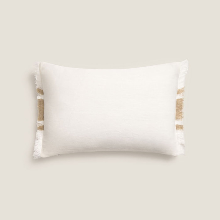 Funda de cojín algodón rayas Sonarec color marron beige Algodón