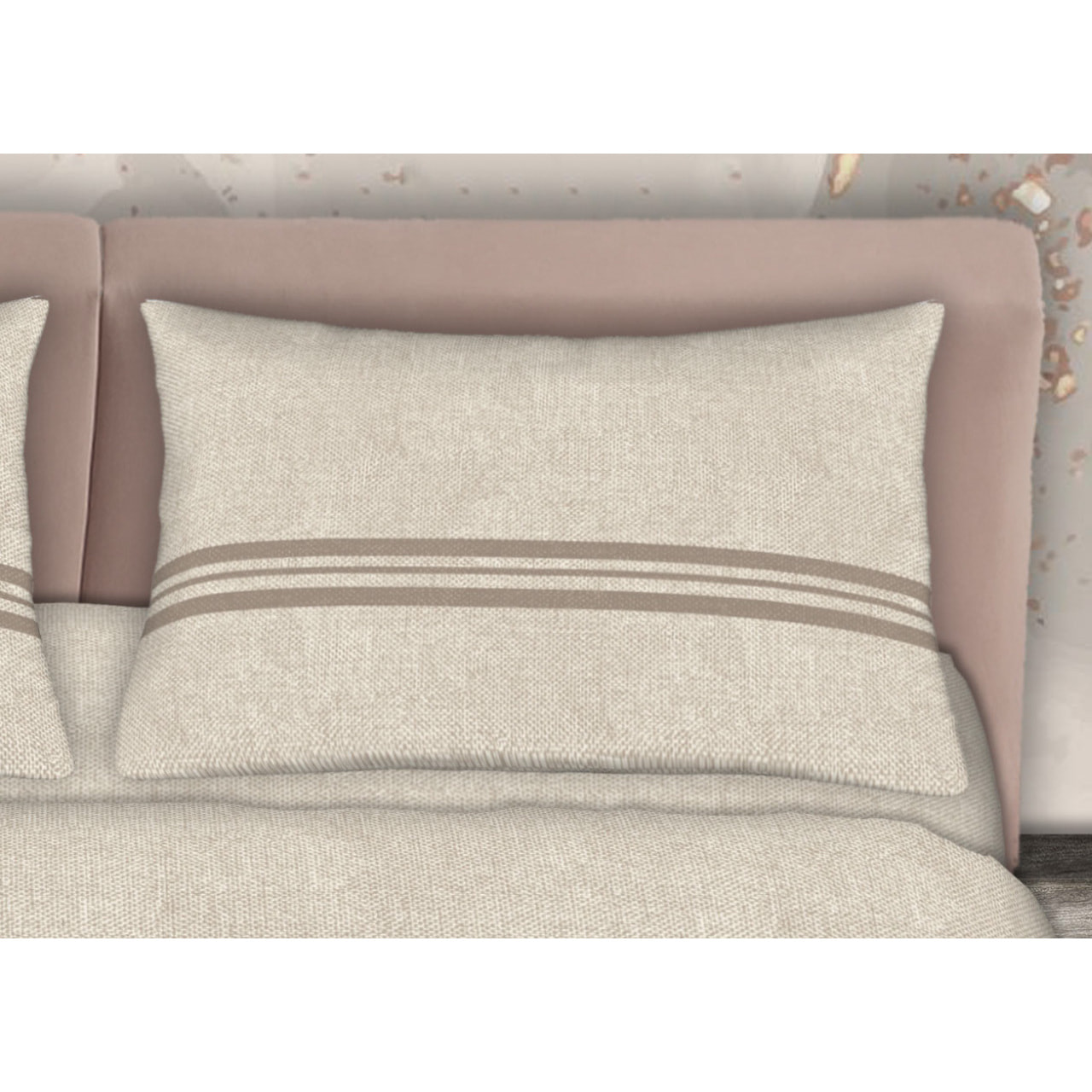 Completo Lenzuola 100% Cotone Effetto Seta Easy Beige CN