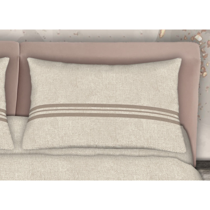 Completo Lenzuola 100% Cotone Effetto Seta Easy Beige CN