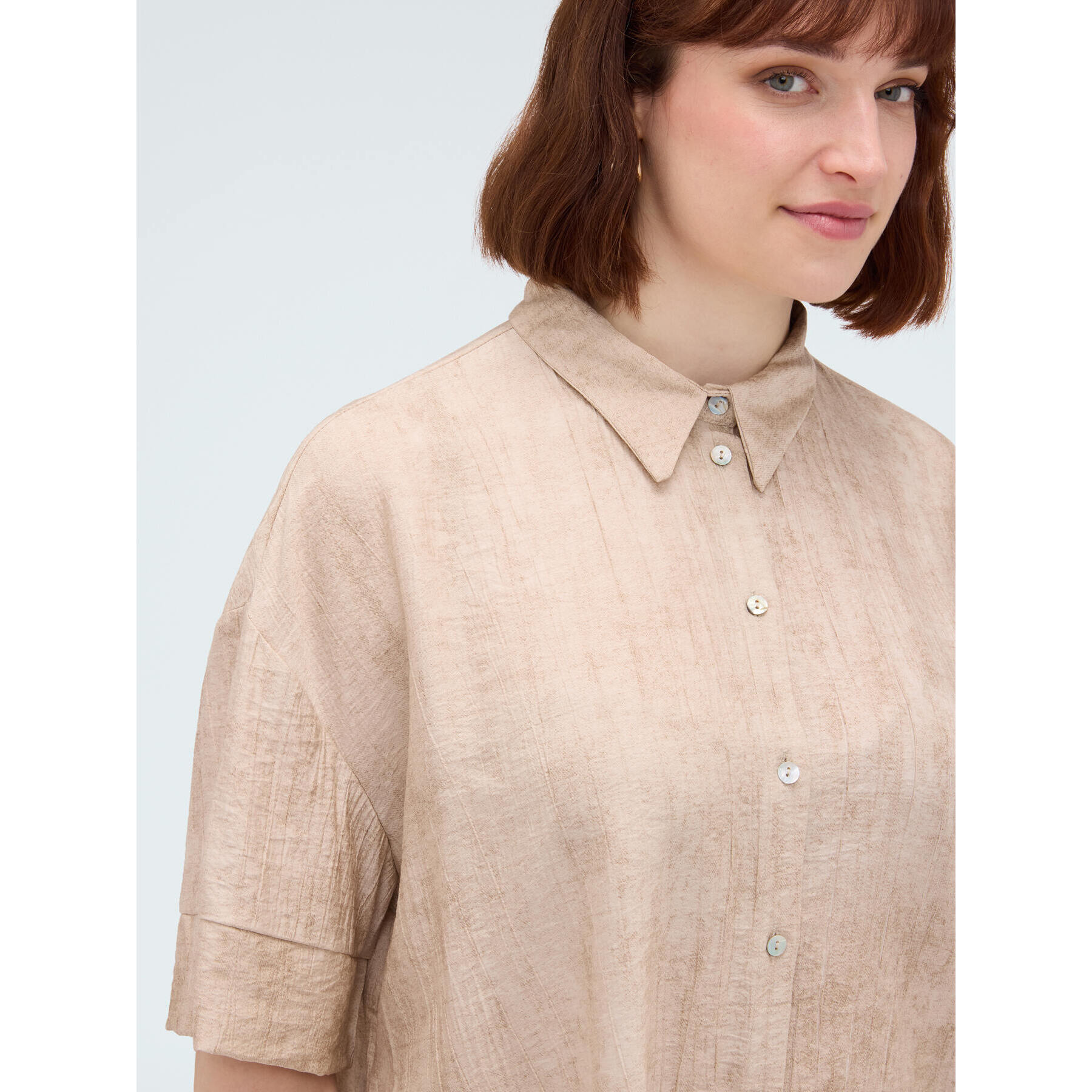 Fiorella Rubino - Camicia boxy in misto viscosa - Beige