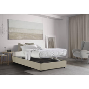 Letto piazza e mezza Nicole, Letto contenitore con rivestimento in tessuto, 100% Made in Italy, Apertura frontale, adatto per materasso Cm 120x190, Beige