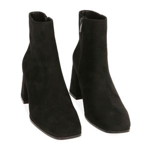 Ankle boots neri in microfibra, tacco 7 cm