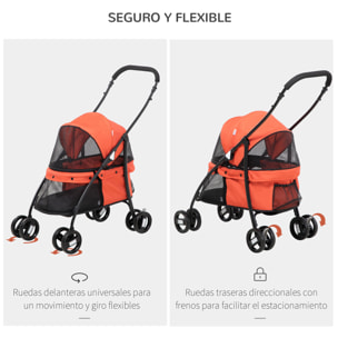 Cochecito para Mascotas Plegable Carrito para Perros y Gatos con Ventanas de Malla Cojín Lavable Correas de Seguridad Cubierta de Tela Oxford y Marco de Acero 82x47x97 cm Rojo