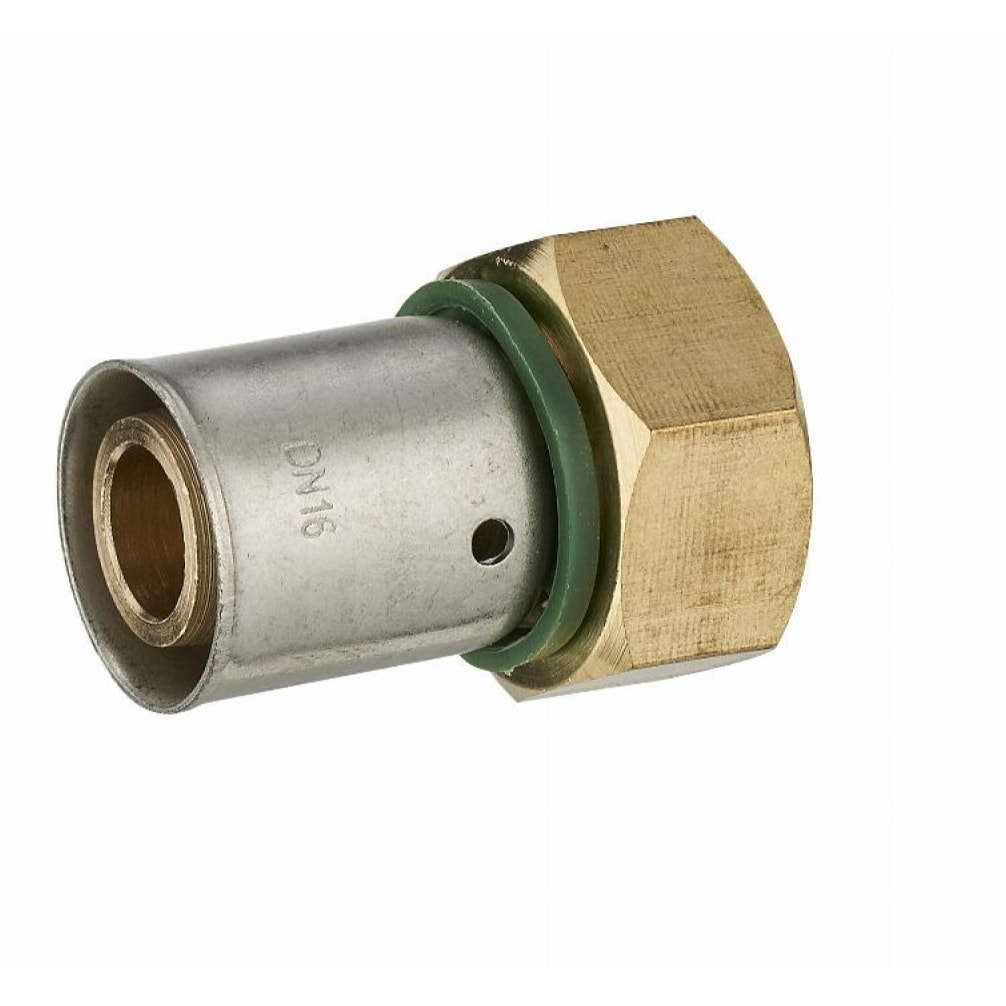 Raccord droit à sertir profil TH pour tube PER NOYON & THIEBAULT - Ø 12 mm à visser femelle écrou libre F3/8 (12x17) Bague à sertir en inox - 3785-1212L1