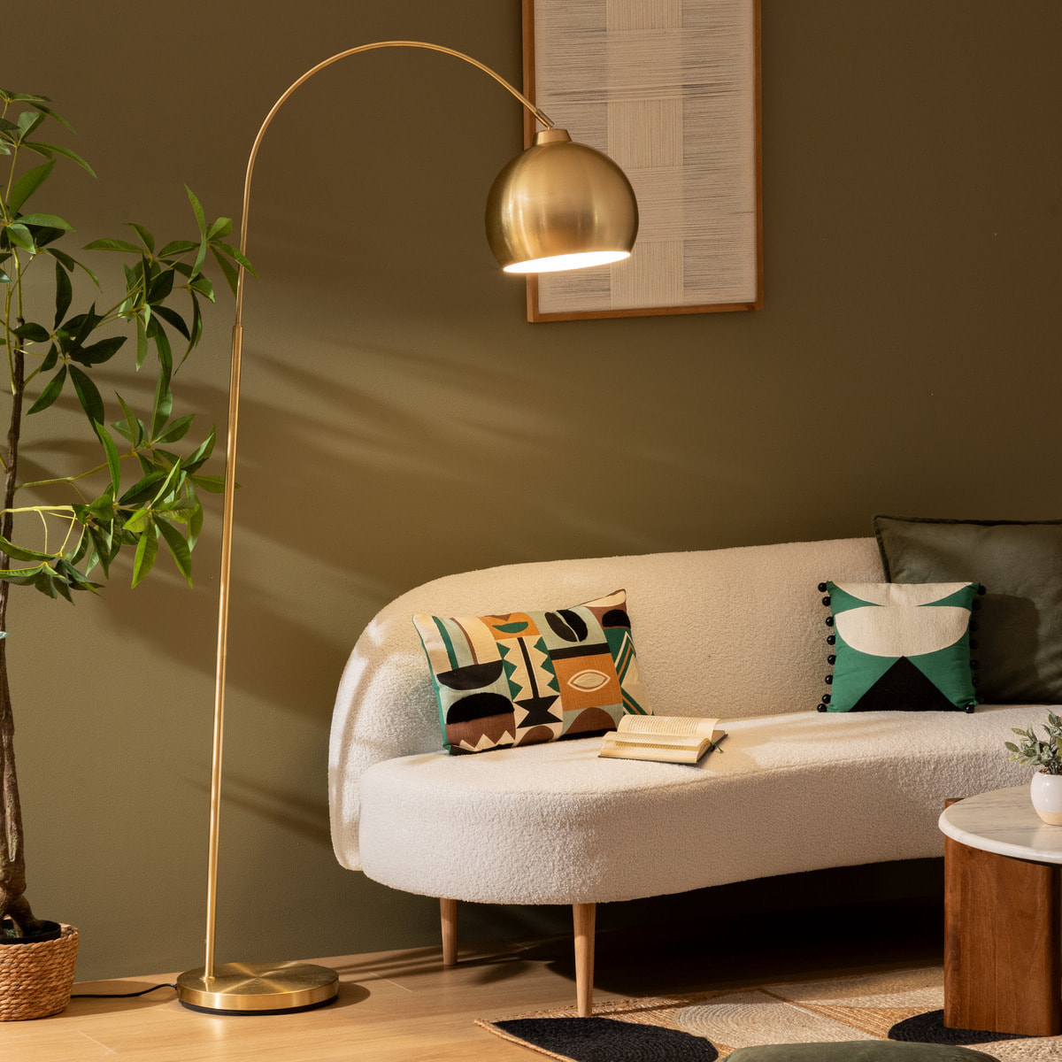 Lampadaire arche "Floris" doré H177cm