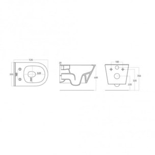 Pack WC Bâti-support autoportant, WC sans bride Lucco Avva, Abattant softclose, Plaque Chrome