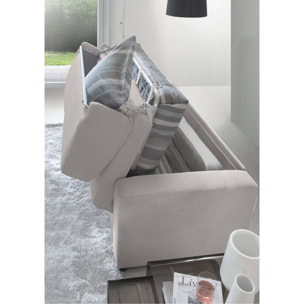 Divano Letto Aleida, Divano a 2 posti, 100% Made in Italy, Sofà Soggiorno con apertura girevole, in tessuto imbottito, con Braccioli standard, Cm 180x95h90, Grigio