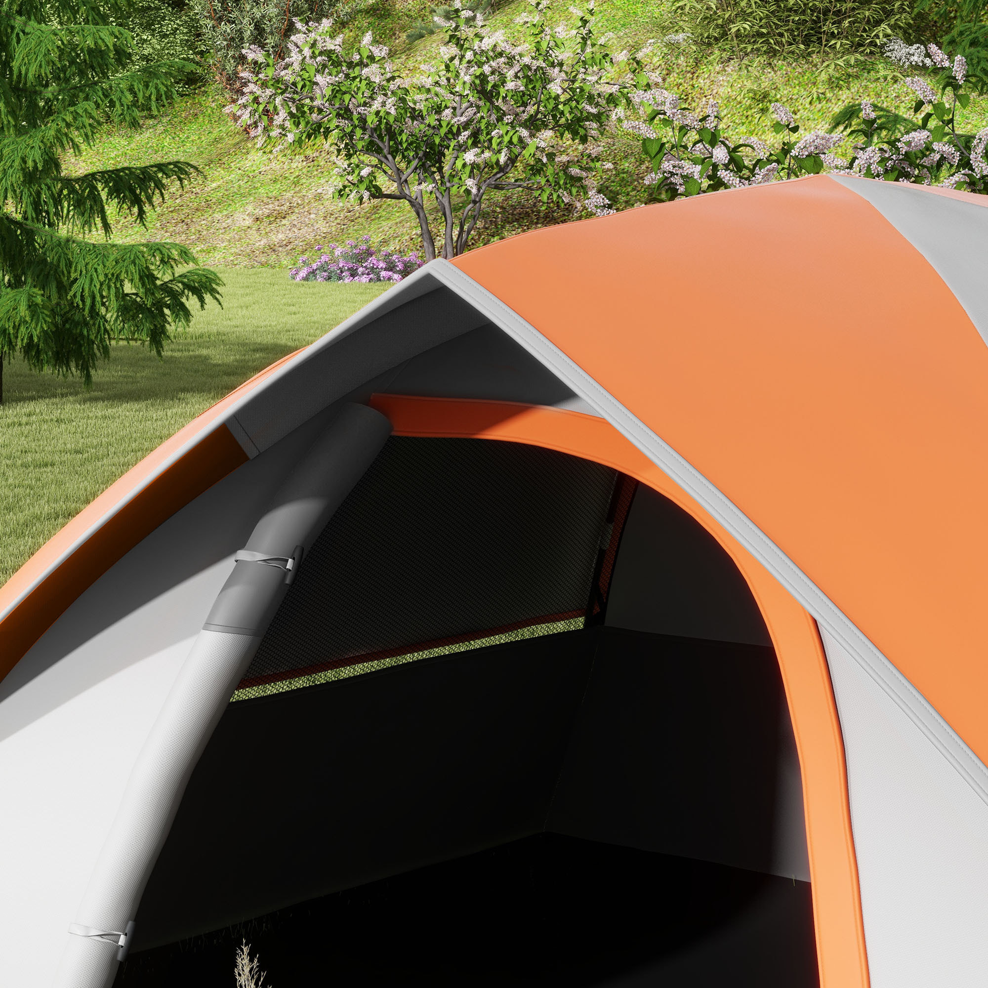Tienda de Campaña para 2 Personas Tienda de Camping Plegable Ligera Impermeable 3000 mm con Puerta Ventana Gancho y Bolsa de Transporte 210x150x110 cm Gris y Naranja