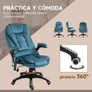Silla de Oficina con Masaje de 6 Puntos Silla de Escritorio Giratoria con Función Basculante con Calefacción Altura Ajustable Respaldo Reclinable y Mando a Distancia Azul