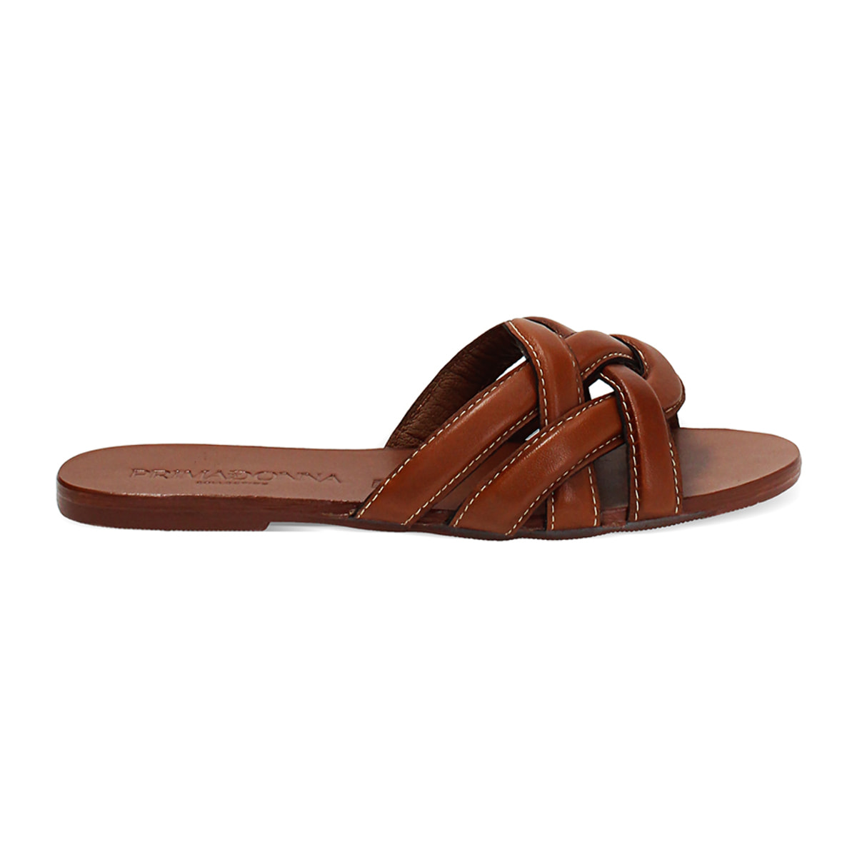 Sandali bassi donna cognac in pelle