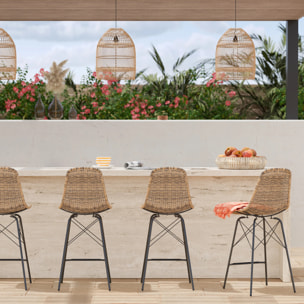 Lot de 2 chaises de bar 63 cm en résine tressé marron - Tiptur