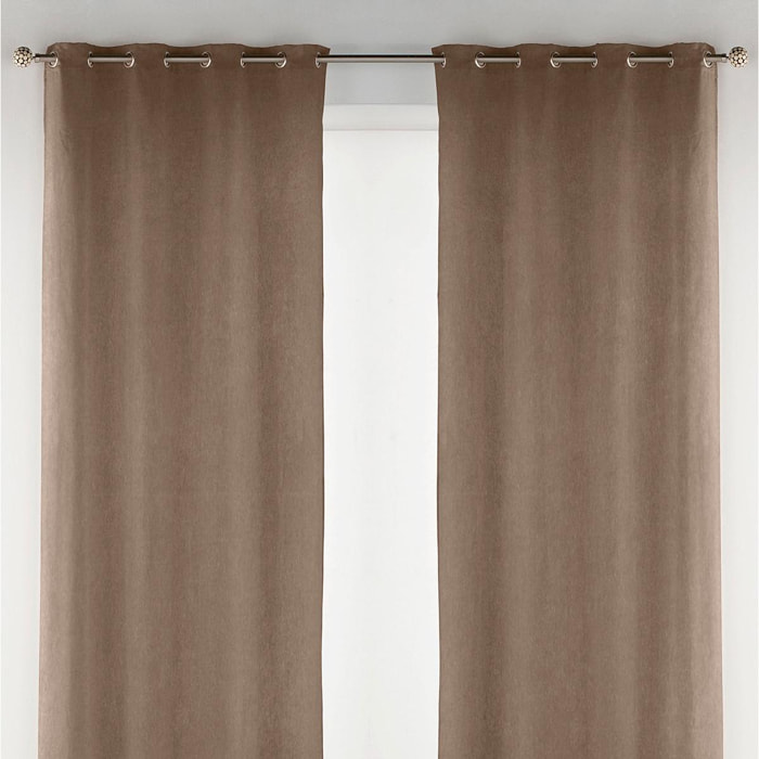 Cortina de terciopelo con ojales nuez 140x270 cm - la unidad -