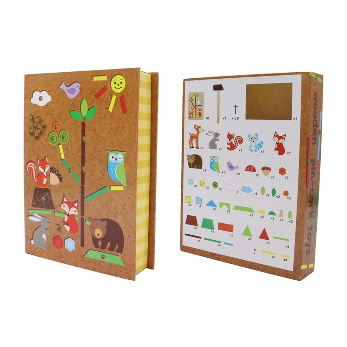 WOODEN PIN-CORK FOREST FRIENDS TAP A SHAPE SET - JUEGO EDUCATIVO