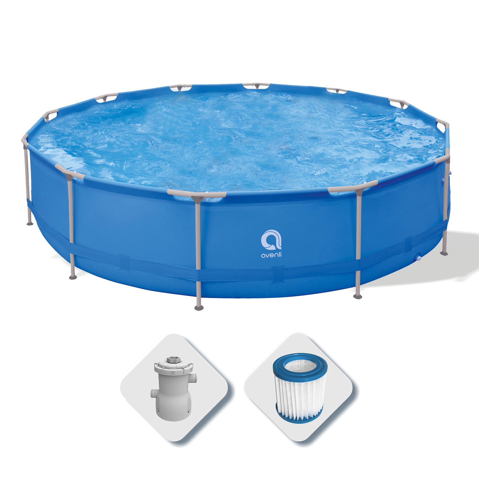 Piscina Fuoriterra Rotonda con Struttura in Acciaio Avenli Cm 420x84con Pompa Filtro Inclusa