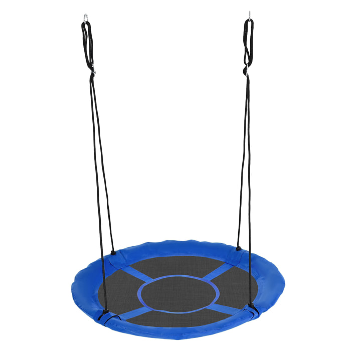 Balançoire nid d'oiseau ronde Ø 110 cm 4 anneaux inclus bleu