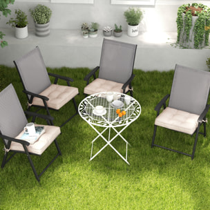 Conjunto de Cojines para Sillas de Comedor 42x42x5 cm Juego de 4 Piezas Cojines para Sillas de Jardín Impermeable con 2 Amarres de Fijación Crema