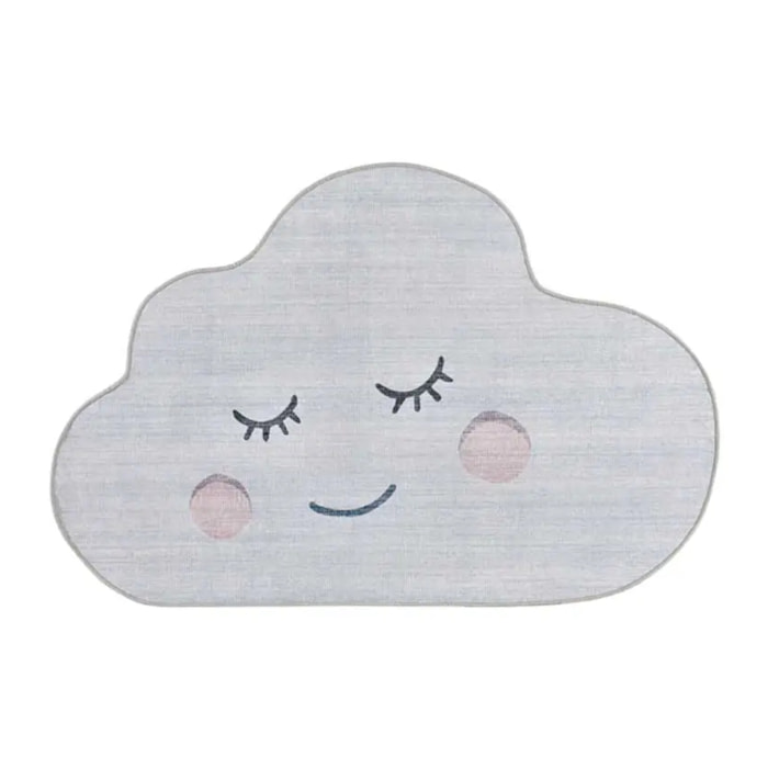 CANDY Alfombra infantil lavable con forma nube plata, 80x120 cm