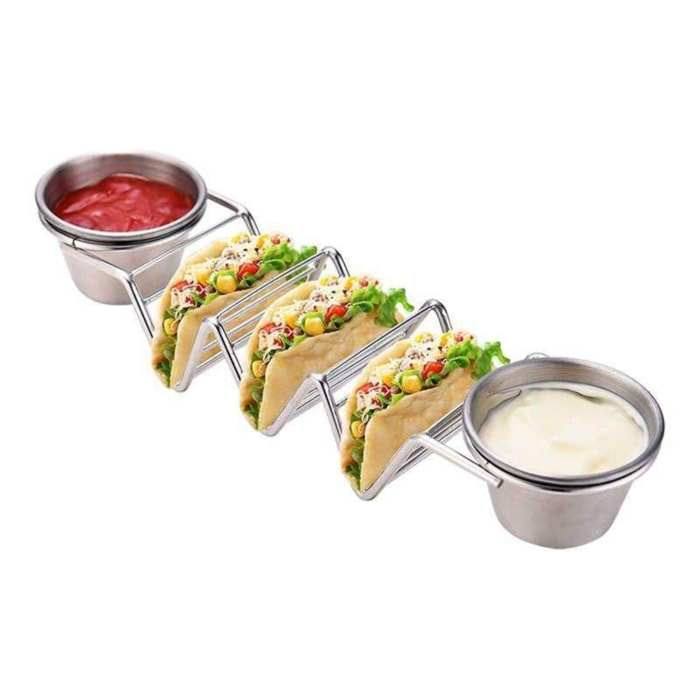 Support à tacos en acier inoxydable avec 2 tasses Herzberg HG04043