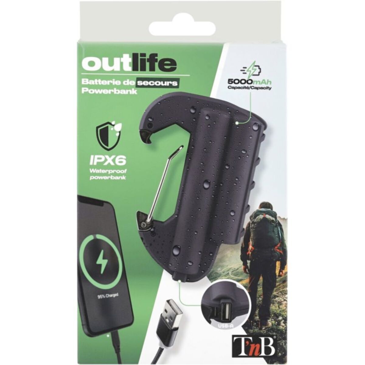 Batterie externe TNB 5000 mAh noir