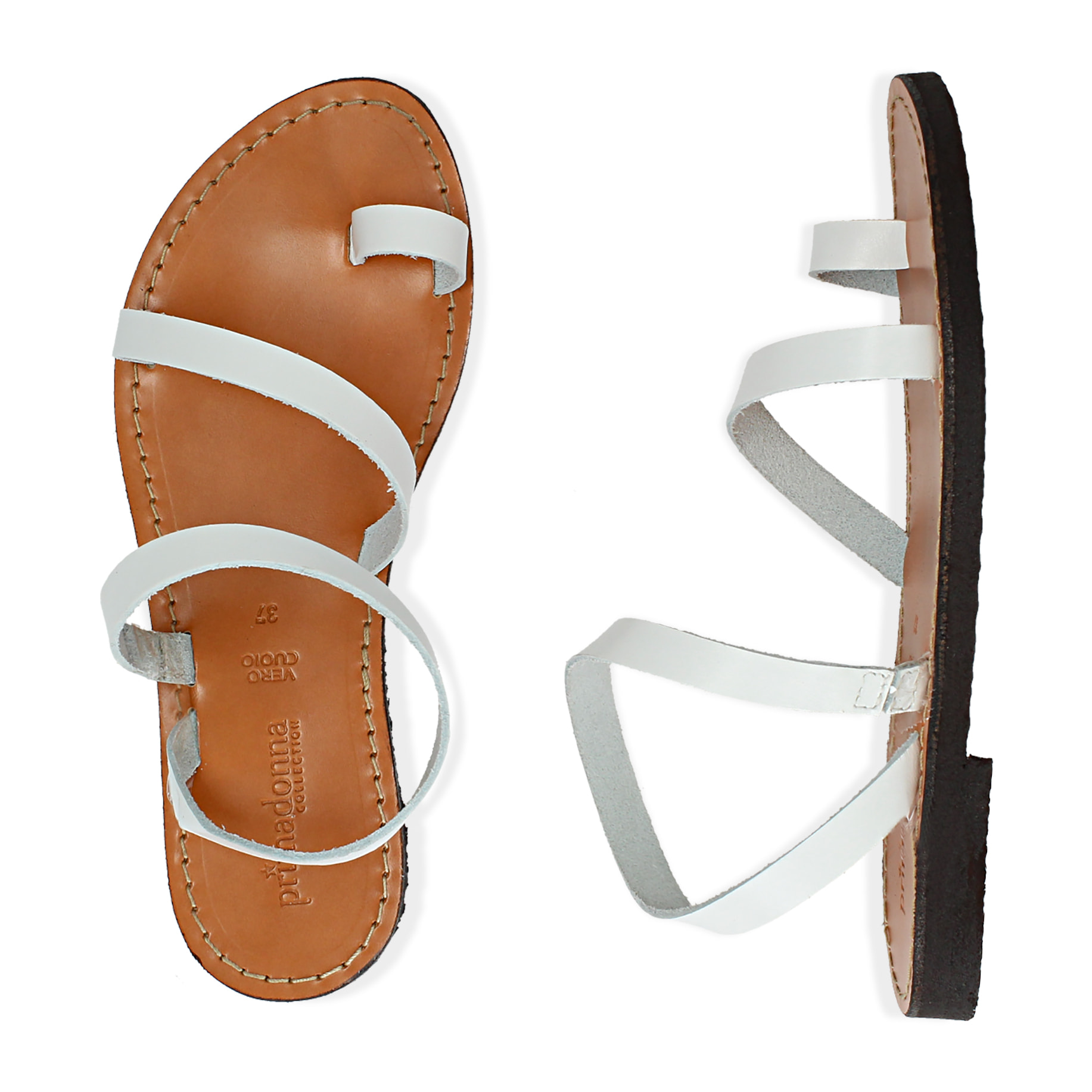 Chanclas de piel de vacuno blanca