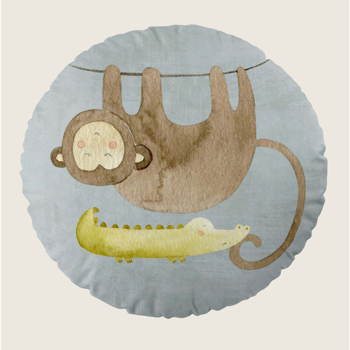 Cool Kids - Cojín Redondo Estampado - Con Relleno - 100% Algodón - Serengeti