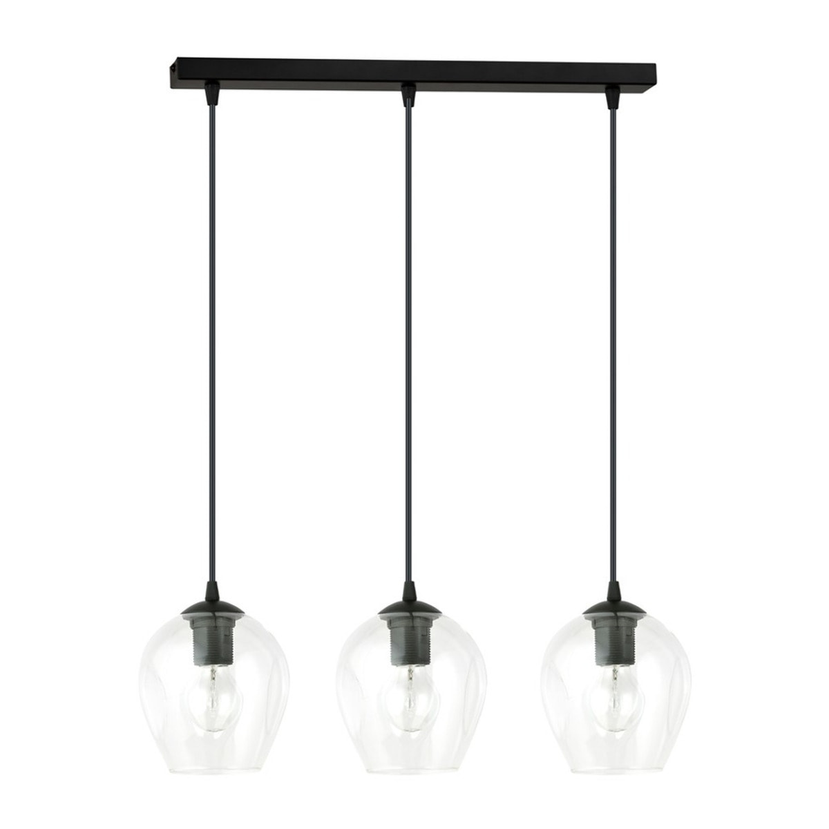 Lampada a sospensione ISTAR in acciaio nero e vetro trasparente